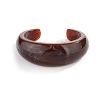 LILIE&WHITE Brazalete Mujer Resina Ámbar Ahumado Abierto - Pulsera Manchette Ancha Hipoalergénica Ligera Antidescoloración Estilo Retro 70 s Regalo Verano
