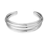 LILIE&WHITE Brazalete Plata Mujer Pulsera Abierta De Múltiples Hilos, Metal Hipoalergénico Sin Níquel, No Se Decolora, Estilo Elegante Y Moderno, Regalo Para Ella
