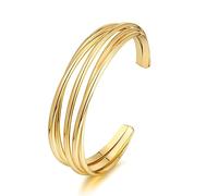 LILIE&WHITE Brazalete Rígido Mujer Dorado Triple Aro, Diseño Abierto y Moderno, Antialérgico, No Se Descolora - Regalo Estiloso para Ella