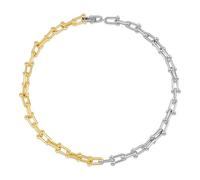 LILIE&WHITE Collar Bicolor para Mujer Cadena Dorada y Plateada de Diseño Moderno, Hipoalergénico, No Se Desgasta, Regalo Original y Elegante para Ella