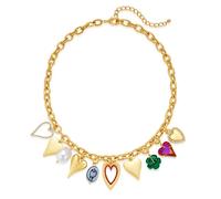 LILIE&WHITE Collar Dorado Mujer con Colgantes Multicolores y Corazones, Diseño Elegante y Moderno, Accesorio para Regalos Especiales y Uso Diario