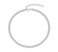 LILIE&WHITE Collar Tipo Tennis Plata para Mujer Cadena Brillante con Circonitas, Hipoalergénica, No Se Desgasta, Regalo y Moderno para Ella