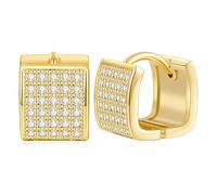 LILIE&WHITE Pendientes Dorados para Mujer Aros Cuadrados con Circones Brillantes, Hipoalergénicos, Diseño Moderno y Elegante, No Se Desgastan, Regalo para Ella