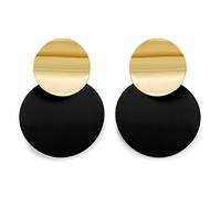 LILIE&WHITE Pendientes Dorados y Negros para Mujer Diseño Moderno y Elegante con Circulares, Hipoalergénicos, No Se Desgastan, Regalo para Ella