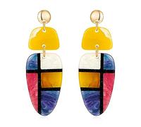 LILIE&WHITE Pendientes Mujer Acrílicos Coloridos Estilo Arte Moderno, Diseño Geométrico, Hipoalergénicos, Regalo Creativo para Amantes de la Moda