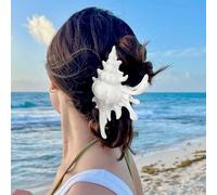 LILIE&WHITE Pinzas Pelo Mujer Concha Caracola Marina Blanca - Clip Grande Hipoalergénico Antidescoloración, Accesorio Elegante Moño Boda Fiesta Playa, Regalo Chic