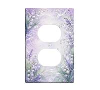Lilies - Cubiertas dúplex para pared, acuarela floral, hojas de lavanda, primavera, color violeta, plástico, tamaño estándar, cubiertas decorativas para toma de corriente para dormitorio, baño, cocina