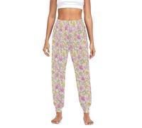 Lilies Pattern William Morris Style - Pantalones de harén para mujer, cómodos, sueltos, de cintura alta, con bolsillos, para entrenamiento en casa, Patrón de lirios estilo William Morris, XXL