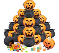 Liliful Mini caldero de bruja de Halloween, cubo de calabaza, pequeño caldero espeluznante de Halloween, caldero de caramelos, mini cubos portátiles de calabaza, cubo de Halloween para recuerdos de