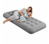 LiliGloris Colchón de aire individual ultra cómodo con parte superior flocada, PVC resistente, portátil e inflado rápido para el hogar, camping e invitados (sin incluir herramientas de inflado)