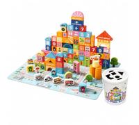 Lilihuimaoyi Bloques Construcción, Color, Cubo+60 Bases, 28cm | Temática ciudad, Kit apilamiento, Apilado durante el juego, Para educadores tempranos