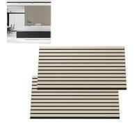 LILIIN 120 x 60 cm, paneles acústicos de madera, revestimiento de madera y fieltro, decoración de interiores, insonorizantes, para salón, estudio, oficina, juego de 4 unidades/roble blanco