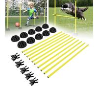 LILIIN Agility - Juego de barras de entrenamiento para entrenamiento condicional, obstáculos de coordinación para rebote y agilidad, con 15 barras de 100 cm, 10 clips (amarillo)