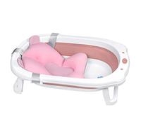 LILIIN Bañera plegable para bebés, bañera infantil con alfombrilla para bebés, bañera con agujeros de drenaje y antideslizante, para niños de 0 a 8 años, color rosa