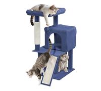 LILIIN Cama para gatos, árbol de escalada, árbol rascador para gatos, con hamaca y posibilidades de juego, grande, estable para gatos, juguete para gatos, tipo C, azul
