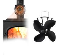 LILIIN Ventilador de chimenea, 4 palas de rotor, ventilador sin corriente, chimenea de leña, funcionamiento silencioso, ventilador de estufa, estufa de chimenea, estufa sin electricidad calor, tipo B