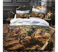 LILIlaobiao Dirt Bike Funda De Edredón 100% Microfibra Extra Suave, Motorcycle Race Funda Nórdica Double（200x200cm） para Edredón + Sábana Bajera + Funda De Almohada, Fácil Cuidado