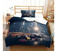 LILIlaobiao Fórmula 1 BullRacing Juego De Sábanas con Diseño De Formula Racing,Fundas Nórdicas Impresas En 3D, Microfibra Suave Bedding Set, Fundas De Almohada,Sueño Profundo Single（135x200cm）
