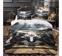 LILIlaobiao Formulaa Racing Juego De Sábanas Single（140x200cm） Diseño De Pit Stop, Fundas Nórdicas Impresas En 3D, Microfibra Suave Bedding Set, Fundas De Almohada, Sueño Profundo