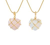 Lilinzhi 2 collares de castillo de diamantes, collar de corazón con piedra de nacimiento, joyería de princesa, colgante de corazón envuelto para niñas adolescentes, talla única, Oro Blanco, No es una