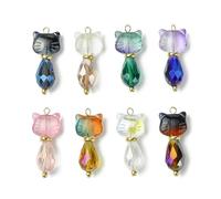 Lilinzhi Abalorio de cristal con forma de gato, accesorios para pulseras y collares hechos a mano, 5 unidades o 8 piezas, talla única, como se describe, como se describe
