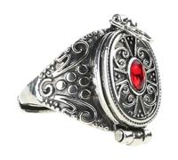 Lilinzhi Anillos de aleación Gawu con compartimento secreto Tamaño ajustable Anillos de apertura de aleación Accesorio de moda para atuendos de moda, Metal, sin piedras preciosas