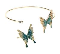 Lilinzhi Brazalete y anillos abiertos de mariposa de moda, accesorio de joyería elegante para mujeres de moda, ropa casual, piezas de moda