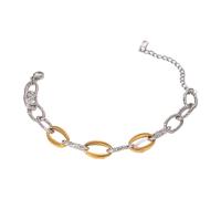 Lilinzhi Cadena de cuentas de doble tono resistente al agua, oro y plata, longitud ajustable, accesorio de muñeca elegante para hombres, mujeres y hombres, talla única, como se describe