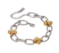 Lilinzhi Cadena de cuentas de doble tono resistente al agua, oro y plata, longitud ajustable, accesorio de muñeca elegante para hombres, mujeres y hombres, talla única, como se describe