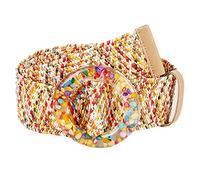 Lilinzhi Cinturón ancho trenzado de paja bohemio vintage para mujer, hebilla colorida, cinturón de vestir para mujer, accesorios de correa femenina, a, 95cm/ 37.40in, 105cm/ 41.33in, 115cm/ 45.27in