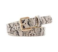 Lilinzhi Cinturón de piel sintética con estampado de serpiente, cinturón de cintura para mujer, cinturón rectangular con hebilla para vestido de jeans, Bg., talla única