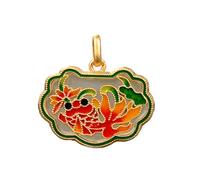 Lilinzhi Colgante de longevidad chapado en plata y oro, accesorio hecho a mano, amuleto chino tradicional para mujer, broche de collar, talla única, como se describe, como se describe