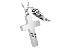 Lilinzhi Collar con colgante conmemorativo para mascotas, medallón de metal inoxidable con caja de almacenamiento para cenizas y perros, gatos, urna conmemorativa