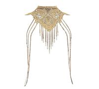 Lilinzhi Collar dorado en capas para mujer, borlas largas de metal, decoración de cadena, accesorios para el cuerpo, Gd, talla única