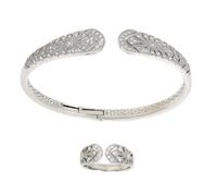 Lilinzhi Delicado juego de joyas modernas con anillos ajustables y abiertos, joyería nupcial, textura de aleación para un atuendo sofisticado único, talla única, como se describe, como se describe