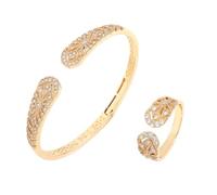 Lilinzhi Delicado juego de joyas modernas con anillos ajustables y abiertos, joyería nupcial, textura de aleación para un atuendo sofisticado único, talla única, como se describe, como se describe