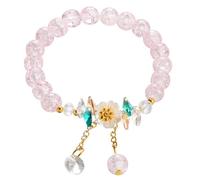 Lilinzhi Elegante cuerda elástica para mujer, diseño de flores dulces, cuentas coloridas, adecuada para pulseras de moda de fiesta, talla única, como se describe