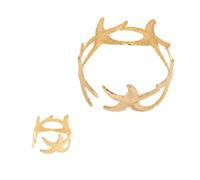 Lilinzhi Elegante juego de anillos y estrellas de mar de aleación, joyería de apertura ajustable, única para uso multifuncional, joyería inspirada en el mar, talla única, como se describe, como se