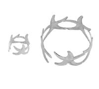 Lilinzhi Elegante juego de anillos y estrellas de mar de aleación, joyería de apertura ajustable, única para uso multifuncional, joyería inspirada en el mar, talla única, como se describe, como se