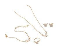 Lilinzhi Elegante juego de joyas de mariposa con anillos a juego para viajes diarios y ocasiones especiales, colgante de mariposa de moda, talla única, como se describe, como se describe