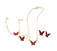 Lilinzhi Elegante juego de joyas de mariposa con anillos a juego para viajes diarios y ocasiones especiales, colgante de mariposa de moda, talla única, como se describe, como se describe