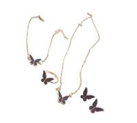 Lilinzhi Elegante juego de joyas de mariposa con anillos a juego para viajes diarios y ocasiones especiales, colgante de mariposa de moda, talla única, como se describe, como se describe