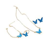 Lilinzhi Elegante juego de joyas de mariposa con anillos a juego para viajes diarios y ocasiones especiales, colgante de mariposa de moda, talla única, como se describe, como se describe