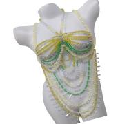 Lilinzhi Gargantilla de perlas hechas a mano, collar único hecho a mano con perlas acrílicas, adorno para un atuendo elegante, diseños únicos y llamativos, talla única, como se describe, como se