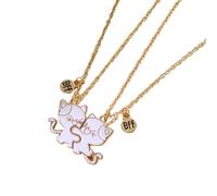 Lilinzhi Juego de 2 collares de la amistad con diseño de gatos, juego de collar con colgante para parejas, regalo de moda para mejores amigos, collares de amistad
