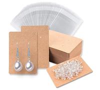 Lilinzhi Juego de 480 soportes para pendientes, tarjetas, collares, expositores con bolsas, para pendientes, etiquetas de papel kraft, tarjetas de embalaje, hojas de cartón
