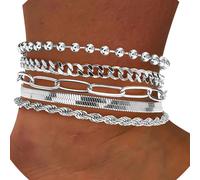 Lilinzhi Juego de 5/6 pulseras y tobilleras de aleación de moda para mujer, joyería de moda para uso diario y fiestas, tobillera de moda, talla única, como se describe