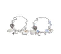 Lilinzhi Paquete de 2 joyas de mano delicadas de mar, accesorios dulces y textura de aleación para cuentas de eventos especiales, talla única, como se describe