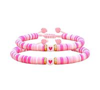 Lilinzhi Paquete de 2 pulseras trenzadas elásticas de la amistad para mujer, joyería de arcilla suave, ajustable, accesorios flexibles trenzados para muñeca, talla única, como se describe