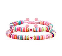 Lilinzhi Paquete de 2 pulseras trenzadas elásticas de la amistad para mujer, joyería de arcilla suave, ajustable, accesorios flexibles trenzados para muñeca, talla única, como se describe